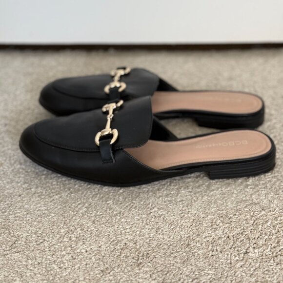 Women's BCBGeneration Black Zorie Mule with Gold Detail - 9 - Picture 7 of 9